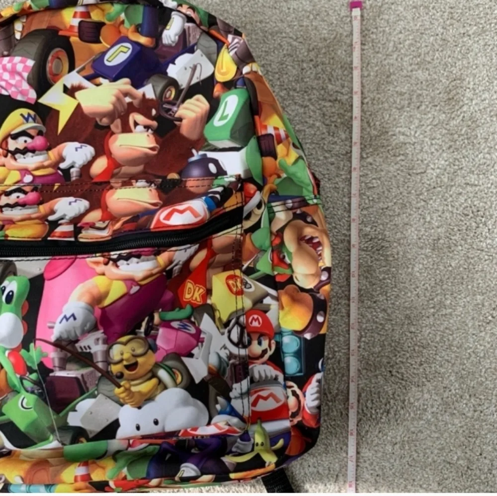 Mario Kart Backpack Book Bag Tote school colors Multicolor Blue Red Yellow Green